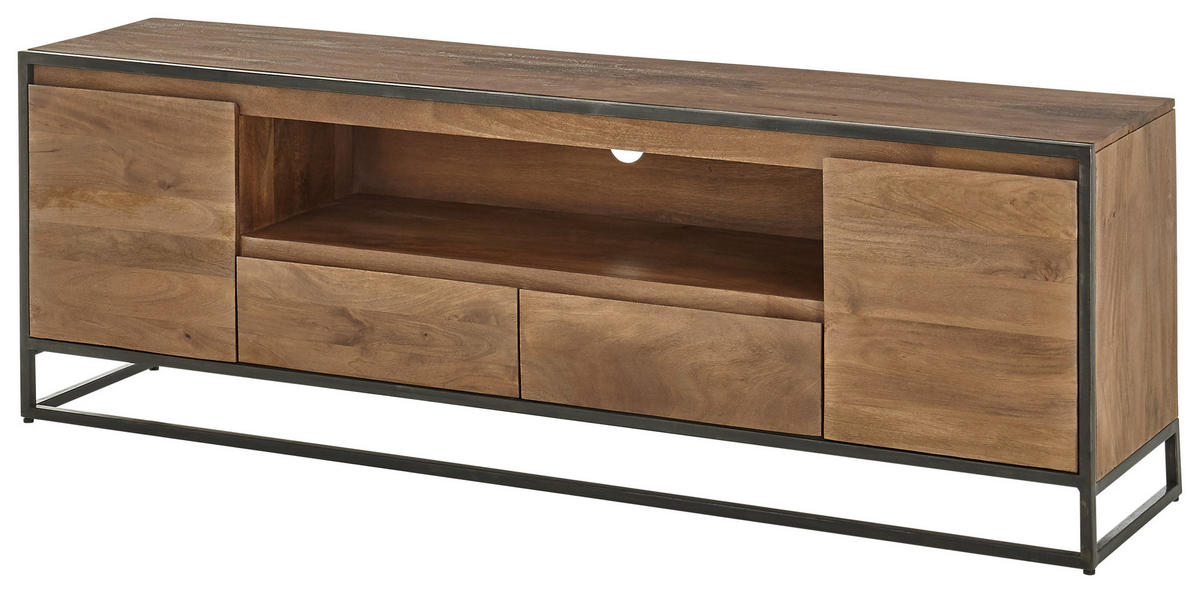 TV-BÄNK  i 188/61/40 cm  - valnötsfärgad/svart, Lifestyle, metall/trä (188/61/40cm) - MID.YOU