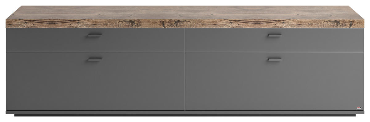 LOWBOARD  in 210/58,7/43,8 cm  - Eichefarben/Grau, Design, Holzwerkstoff/Metall (210/58,7/43,8cm) - SetOne by Musterring