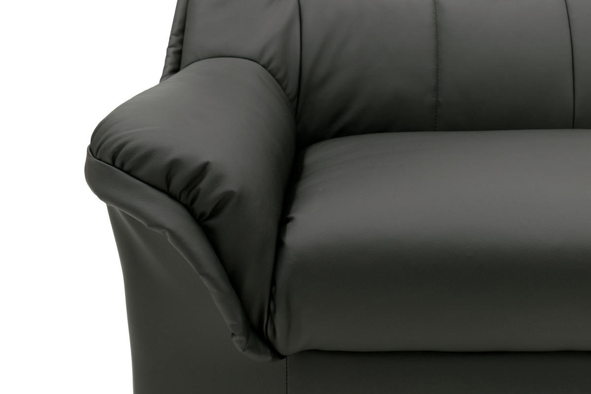 ECKSOFA BERLIN FK Schwarz Lederlook  - Schwarz, KONVENTIONELL, Kunststoff/Textil (205/250cm) - MID.YOU