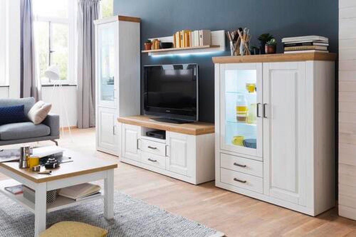 HIGHBOARD  in 118/142/40 cm  - Eichefarben/Schwarz, Lifestyle, Glas/Holzwerkstoff (118/142/40cm) - Livetastic