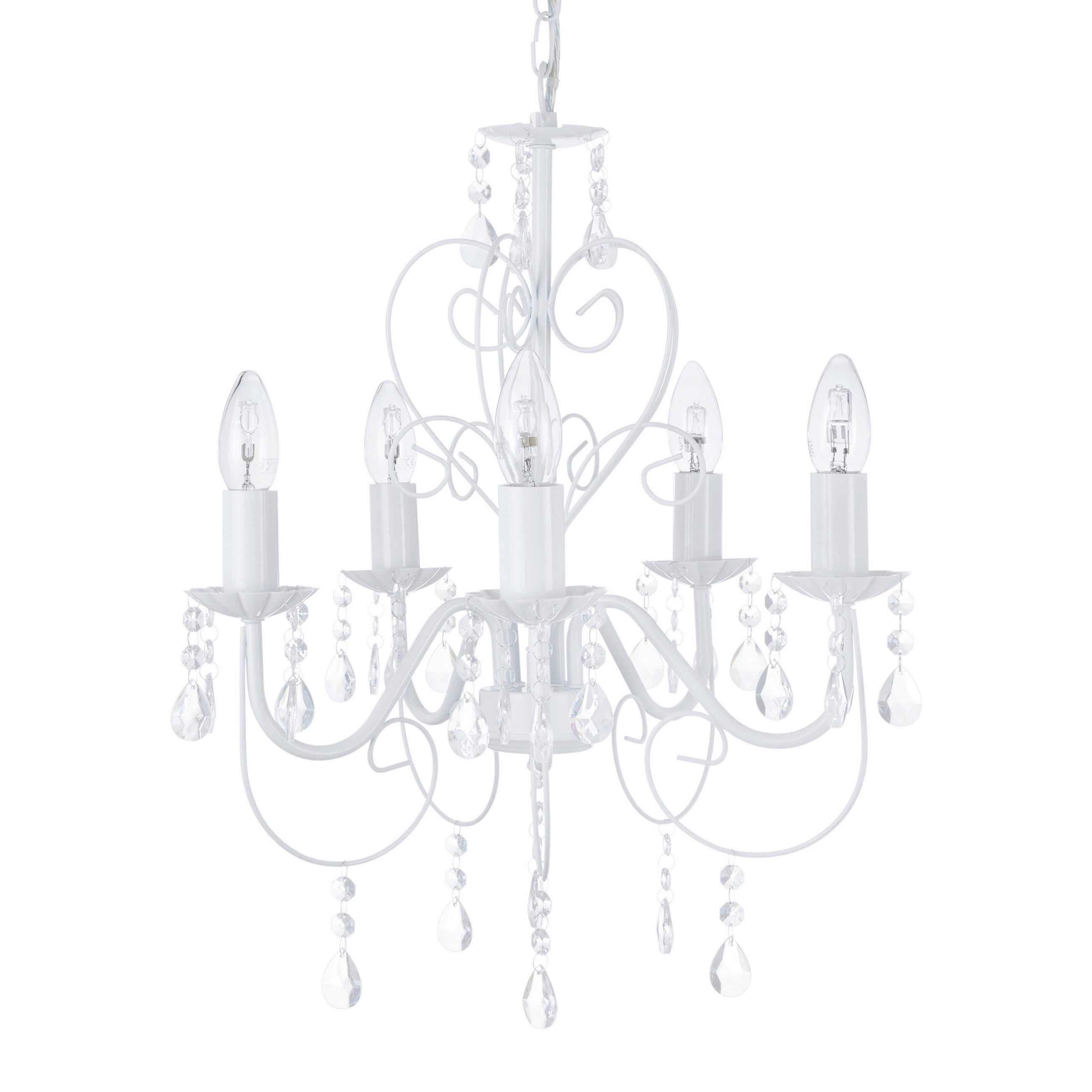 KRONLEUCHTER 44/150 cm   - Weiß, LIFESTYLE, Kunststoff/Metall (44/150cm) - Globo