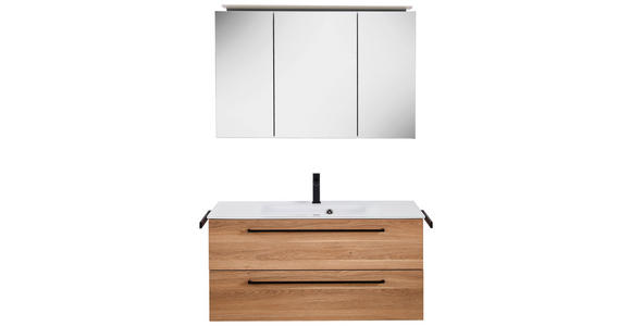 BADEZIMMER 3-teilig  in 101,2 cm  - Eichefarben/Schwarz, KONVENTIONELL, Glas/Holzwerkstoff (101,2cm) - Novel