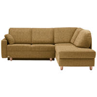 ECKSOFA  in Mikrovelours Senfgelb  227/208 cm  - Eichefarben/Rot, KONVENTIONELL, Holz/Textil (227/208cm) - Sedda