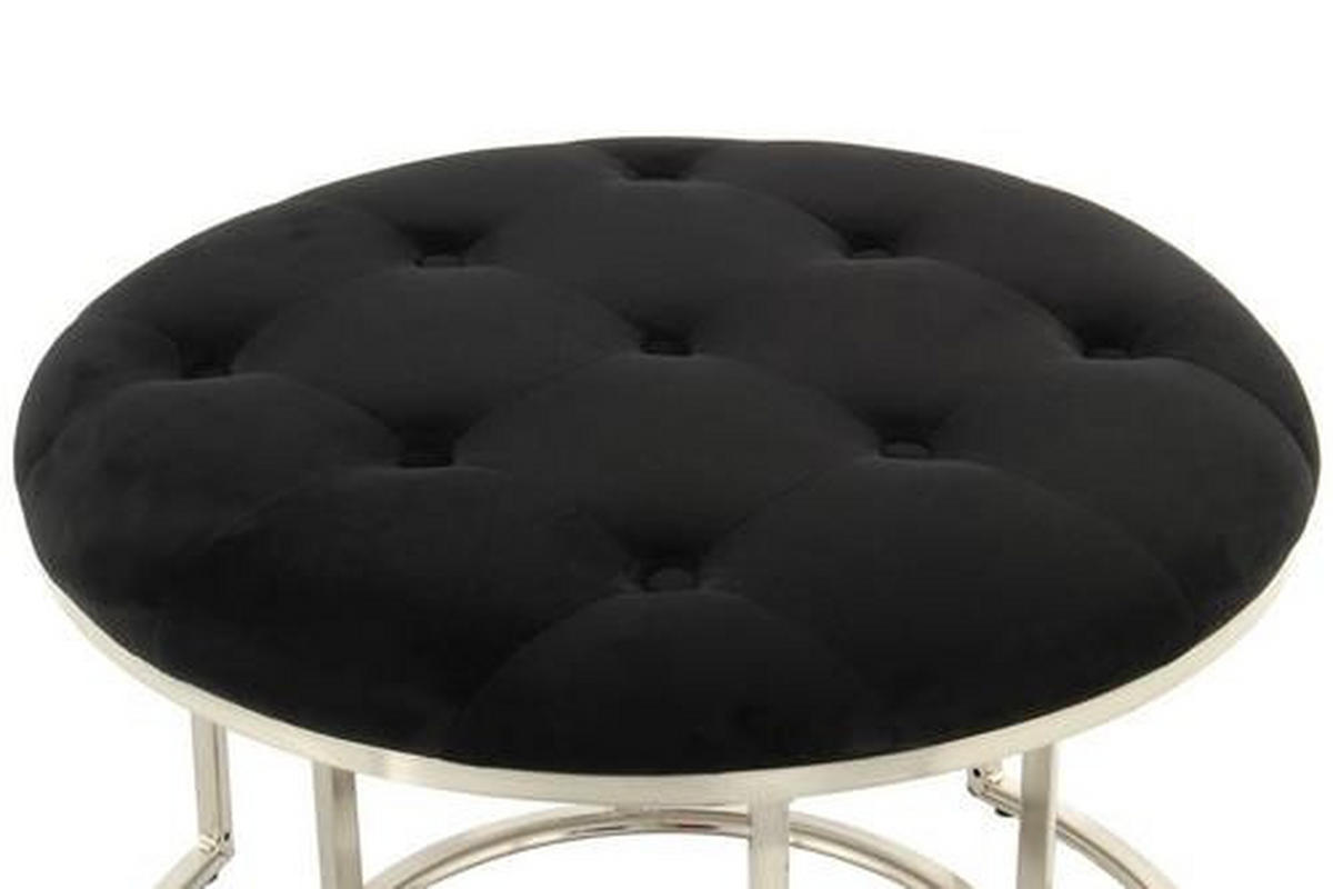 HOCKERSET Schwarz, Silberfarben  - Silberfarben/Schwarz, Basics, Holzwerkstoff/Textil (40+60cm) - Kayoom