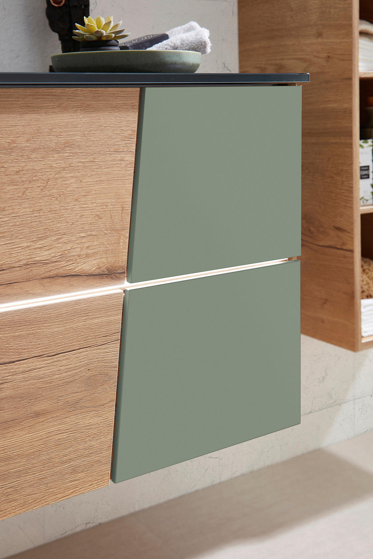 WASCHTISCHKOMBI 122 cm  - Eichefarben/Braun, Design, Leder/Glas (122cm) - Sadena
