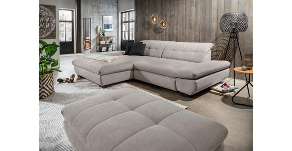 ECKSOFA  in Mikrofaser Hellgrau  198/290 cm  - Hellgrau/Schwarz, Design, Textil/Metall (198/290cm) - Xora