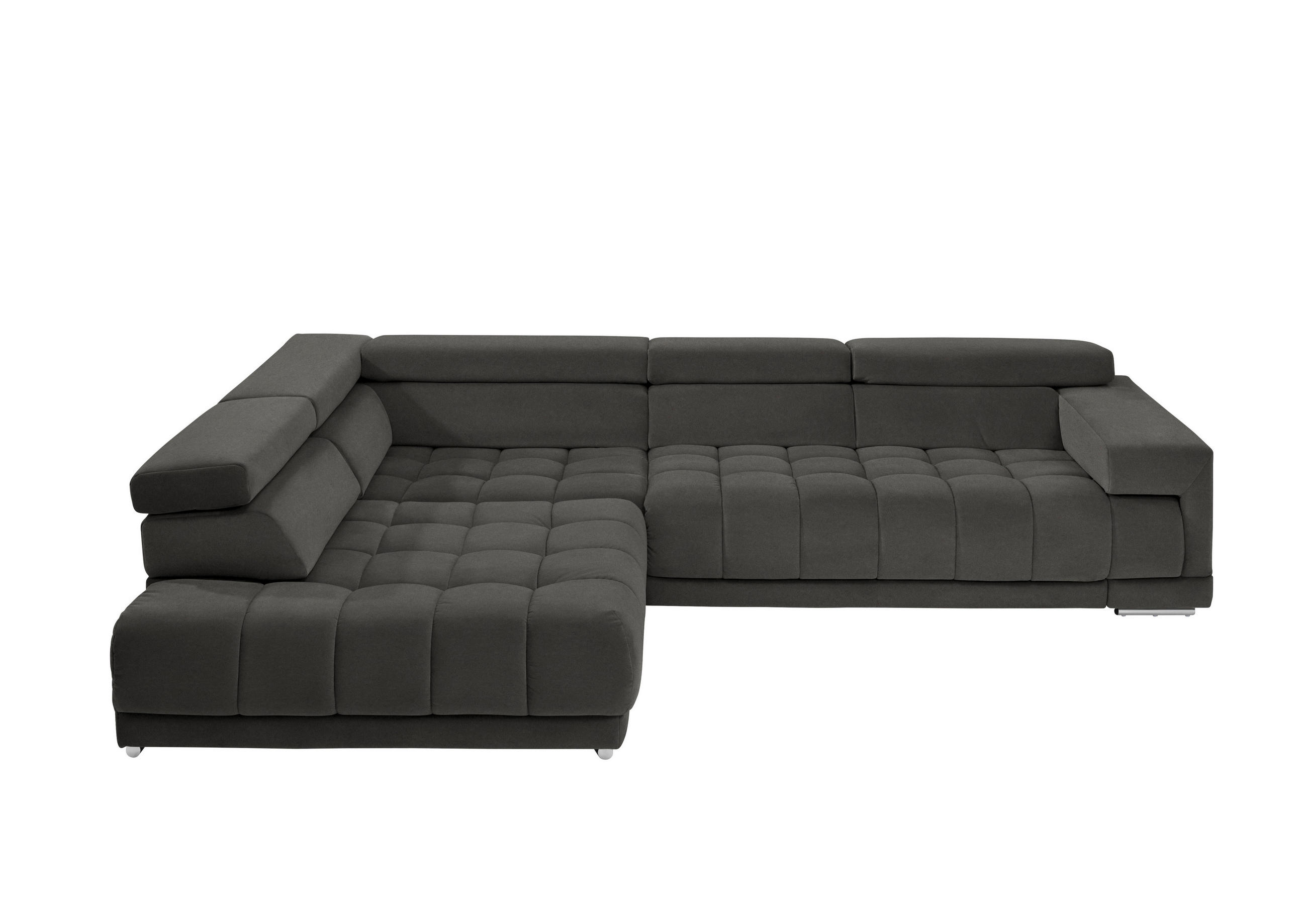 ECKSOFA in Mikrofaser Dunkelgrau  222/326 cm  - Chromfarben/Dunkelgrau, Design, Textil/Metall (222/326cm) - Beldomo Speed