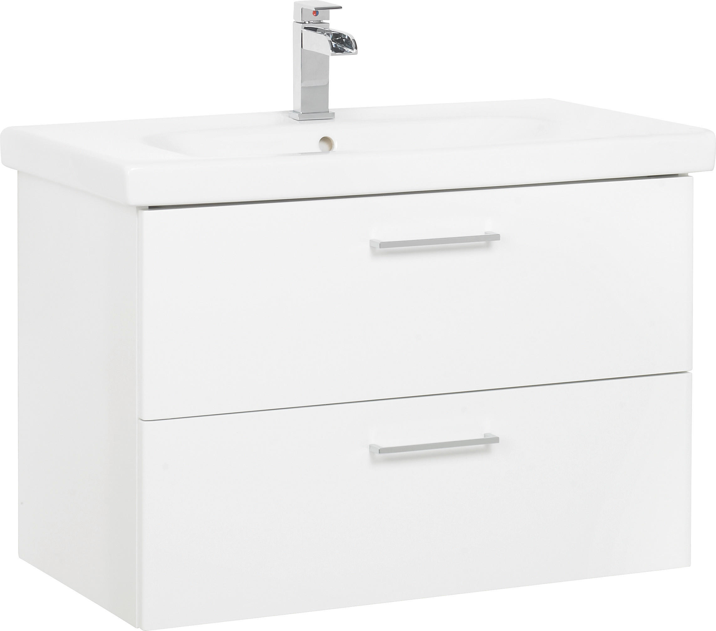 WASCHTISCHKOMBI 82 cm  - Chromfarben/Weiß Hochglanz, KONVENTIONELL, Keramik/Holzwerkstoff (82cm) - Carryhome