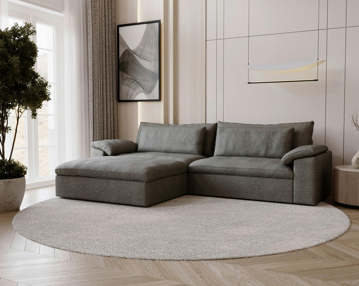 ECKSOFA  in Webstoff Graubraun  198/306 cm  - Graubraun/Schwarz, MODERN, Kunststoff/Textil (198/306cm) - Carryhome