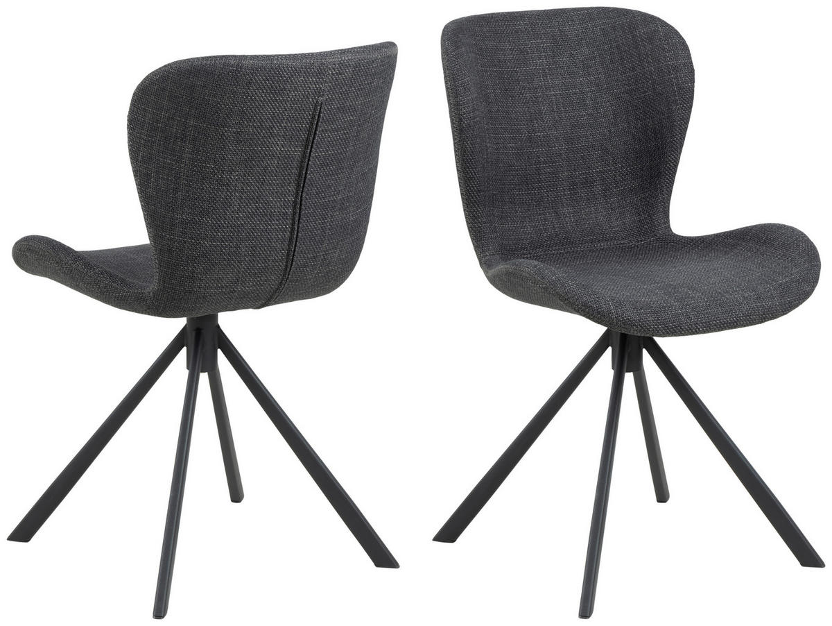 STUHL  in Webstoff Textil, Metall  - Dunkelgrau/Schwarz, Design, Textil/Metall (46,5/81/53cm) - MID.YOU