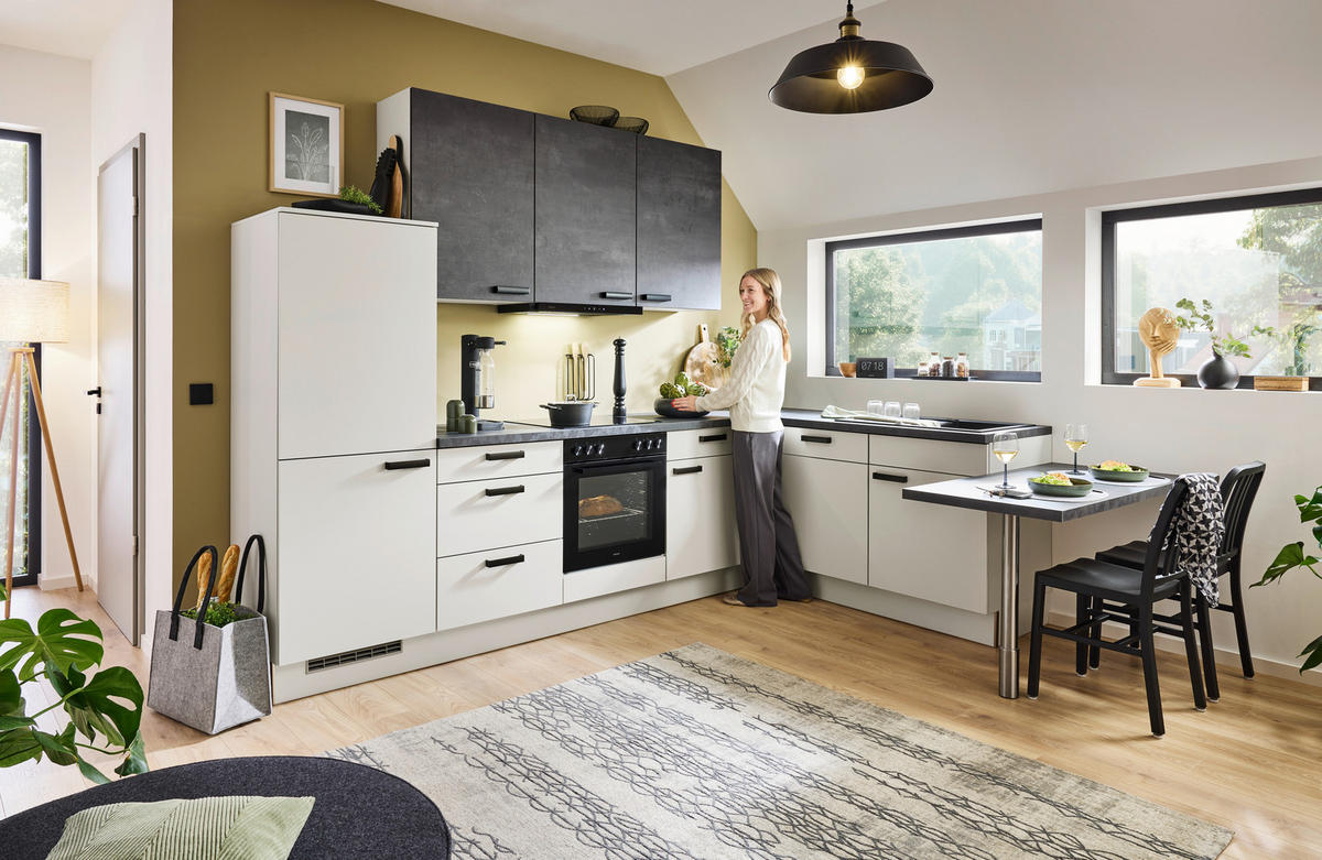 ECKKÜCHE XO 21 305/245 cm  in Hellgrau, Dunkelgrau  - Dunkelgrau/Hellgrau, Design, Holzwerkstoff/Metall (305/245cm) - Xora