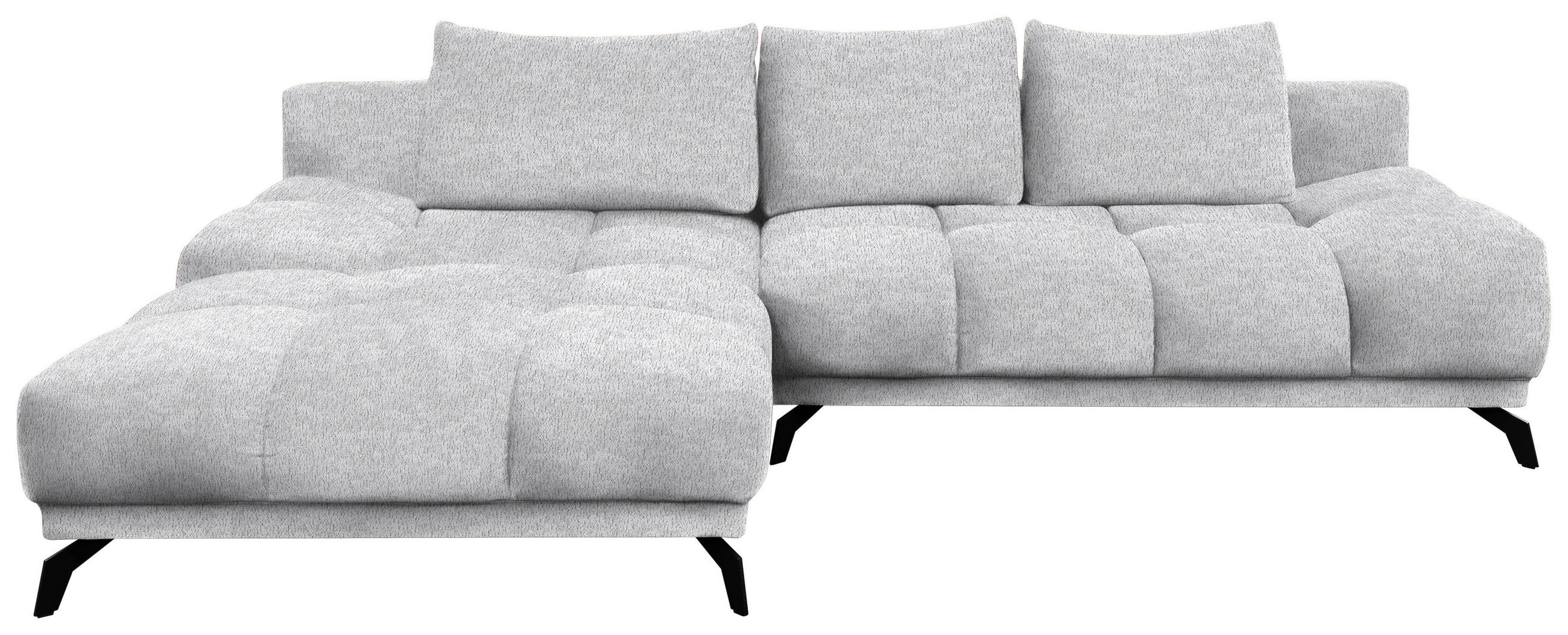 ECKSOFA in Chenille Hellgrau  - Hellgrau/Schwarz, MODERN, Textil/Metall (182/290cm) - Hom`in