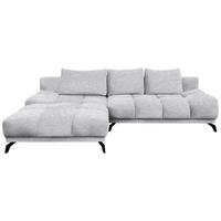 ECKSOFA Hellgrau Chenille  - Hellgrau/Schwarz, MODERN, Textil/Metall (182/290cm) - Hom`in