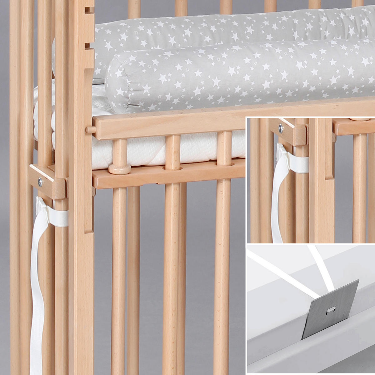 BEISTELLBETT Boxspring Comfort Plus  - Naturfarben, Basics, Holz (56,5/96,5/96cm) - Babybay