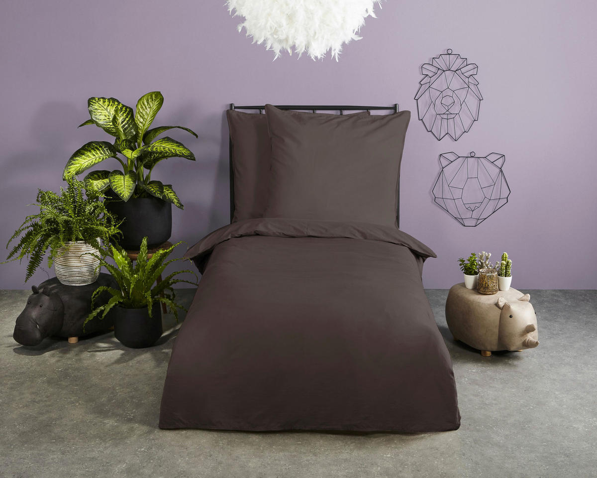 BETTWÄSCHE Uni Dark Chocolate Satin 135/200 cm  - Dunkelbraun, Basics, Textil (135/200cm)