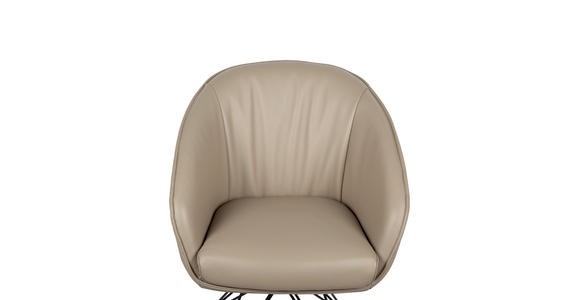 ARMLEHNSTUHL  in Eisen Echtleder pigmentiert  - Taupe/Schwarz, Design, Leder/Metall (59,5/83,5/63,5cm) - Belluti