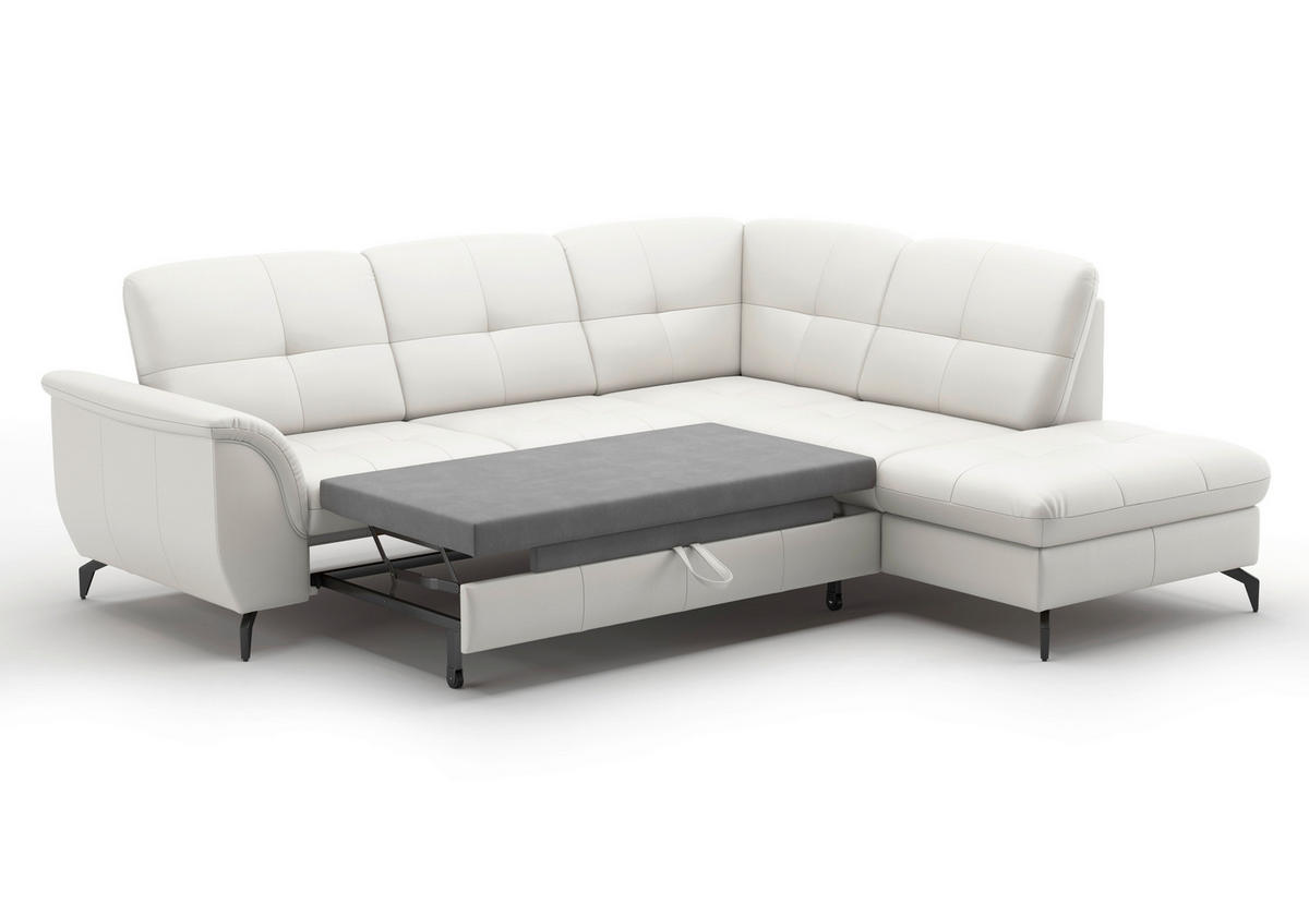 ECKSOFA ZORA E Weiß Kombination Echtleder/Stoff Vliesstoff  - Schwarz/Weiß, MODERN, Leder/Textil (244/212cm) - Sit & More