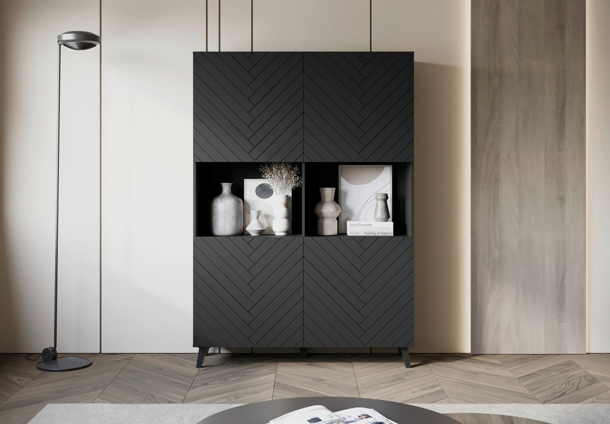 HIGHBOARD  in 120/172/39,1 cm  - Schwarz, Design, Holzwerkstoff/Kunststoff (120/172/39,1cm) - Livetastic
