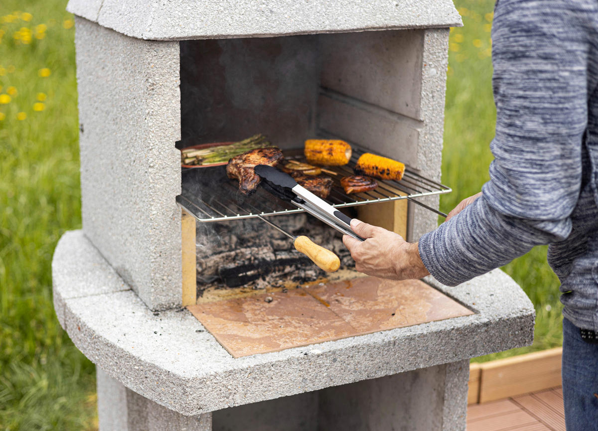 HOLZKOHLEGRILL - Grau, Design, Stein (162/90/80cm) - Nouvel