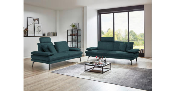 3-SITZER-SOFA in Velours Petrol - Beige/Petrol, Design, Textil/Metall (222/89/104cm) - Dieter Knoll