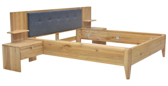 BETTANLAGE 180/200 cm  in Anthrazit, Wildeiche  - Wildeiche/Anthrazit, KONVENTIONELL, Holz/Textil (180/200cm) - Linea Natura