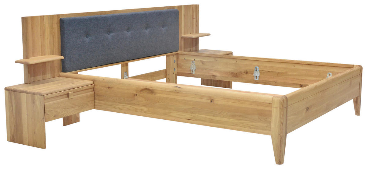 BETTANLAGE - Wildeiche/Anthrazit, KONVENTIONELL, Holz/Textil (180/200cm) - Linea Natura