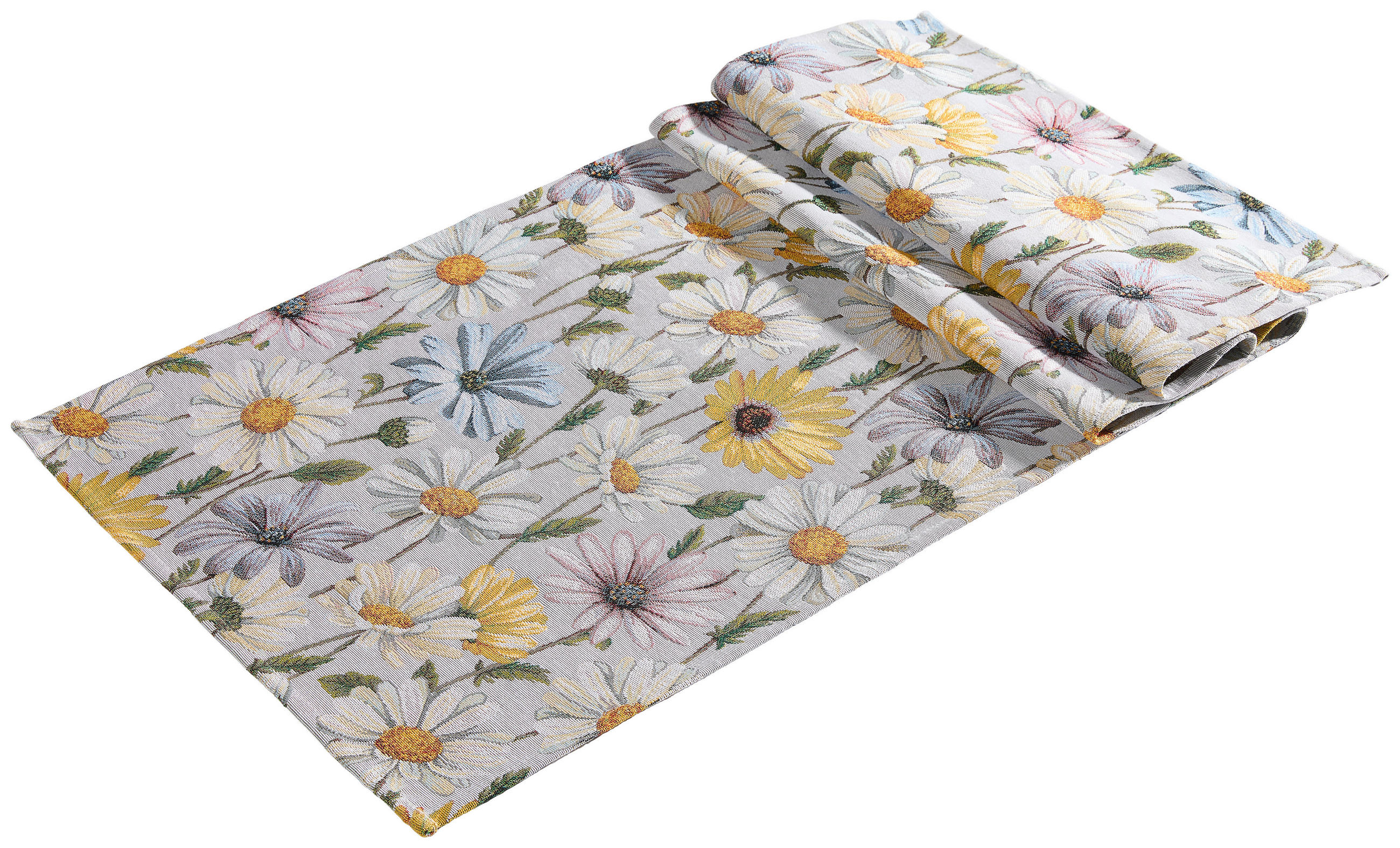 Esposa Tischläufer Margerite Grau, Orange, Weiß, Hellblau 43x140 cm