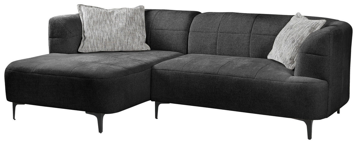 ECKSOFA in Struktur Dunkelgrün  - Dunkelgrün/Schwarz, Design, Textil/Metall (158/247cm) - MID.YOU