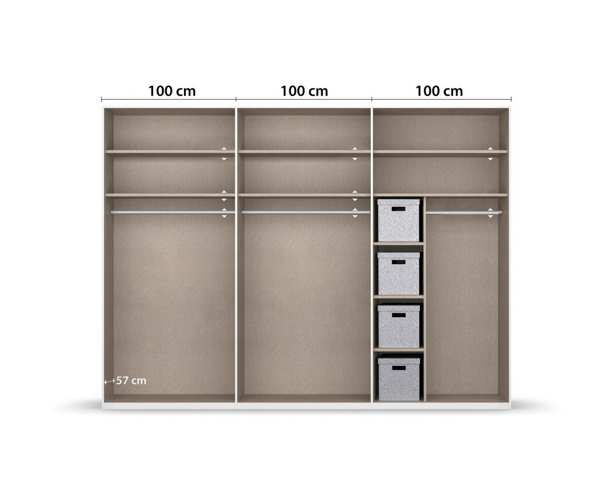 DREHTÜRENSCHRANK 301/223/60 cm 6-türig Champagner  - Chromfarben/Champagner, Design, Holzwerkstoff/Metall (301/223/60cm) - home24