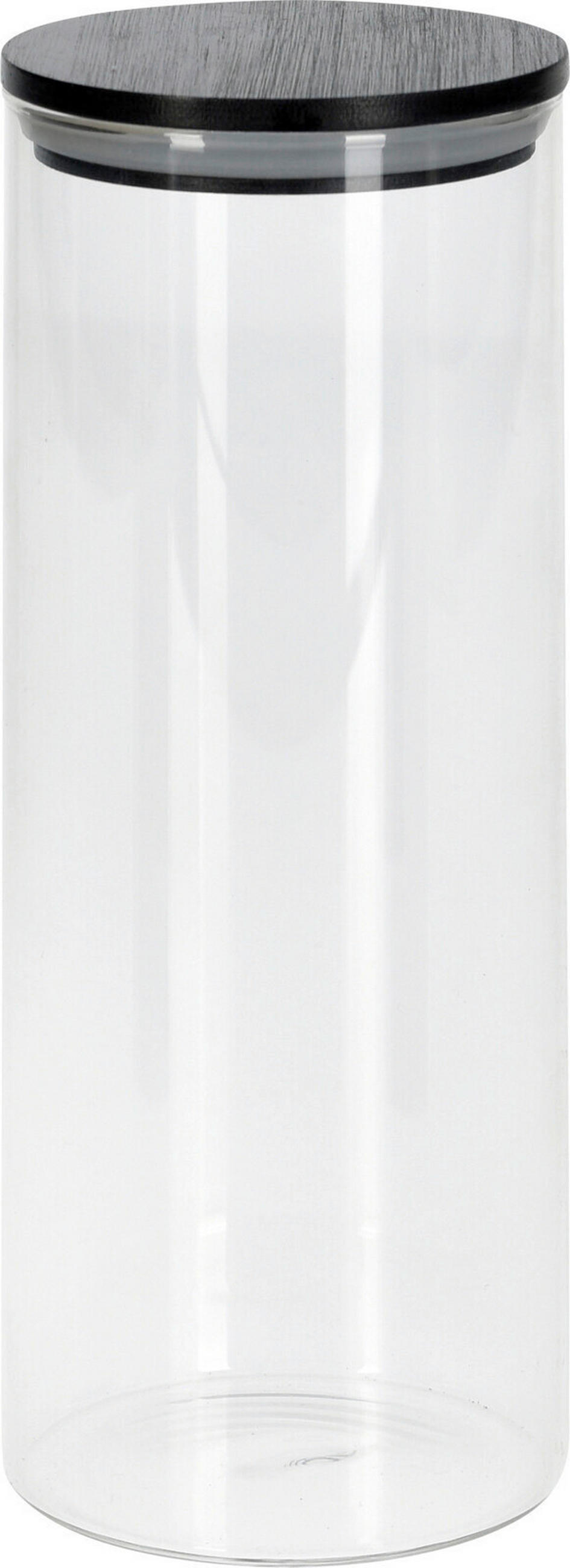 KUTIJA ZA HRANU  1,05 l    - crna, Osnovno, staklo/drvo (8,5/8,5/22cm)