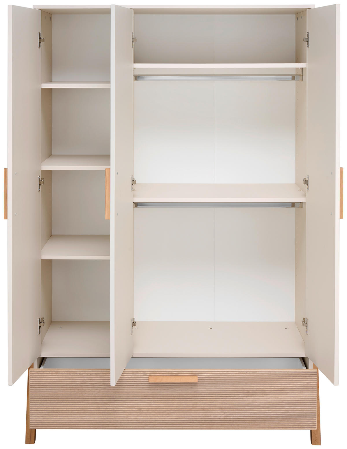 BABYKLEIDERSCHRANK DIANA Grauweiß  - Grauweiß, Basics, Holzwerkstoff (128/190/52cm) - Jimmylee