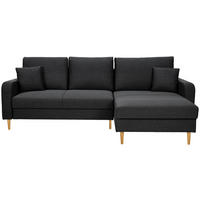 ECKSOFA in Flachgewebe Schwarz  - Eiche Wotan/Schwarz, Konventionell, Holz/Textil (255/157cm) - Carryhome