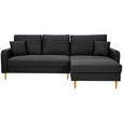 ECKSOFA in Flachgewebe Schwarz  - Eiche Wotan/Schwarz, KONVENTIONELL, Holz/Textil (255/157cm) - Carryhome