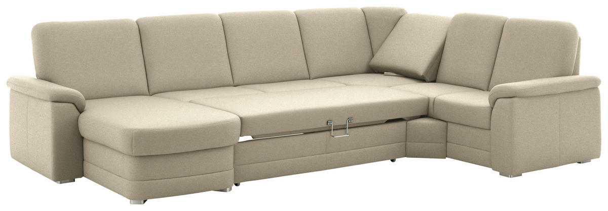 WOHNLANDSCHAFT  in Chenille Sandfarben  - Sandfarben/Alufarben, KONVENTIONELL, Holz/Textil (160/329/235cm) - Beldomo Comfort