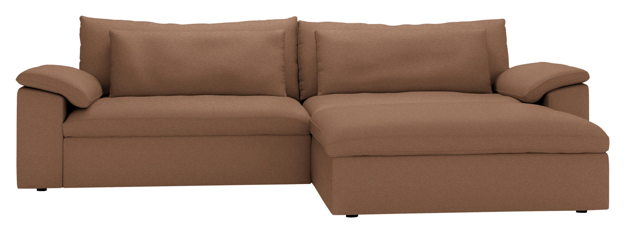 ECKSOFA  Chenille Altrosa  - Schwarz/Altrosa, Modern, Kunststoff/Textil (306/198cm) - Carryhome