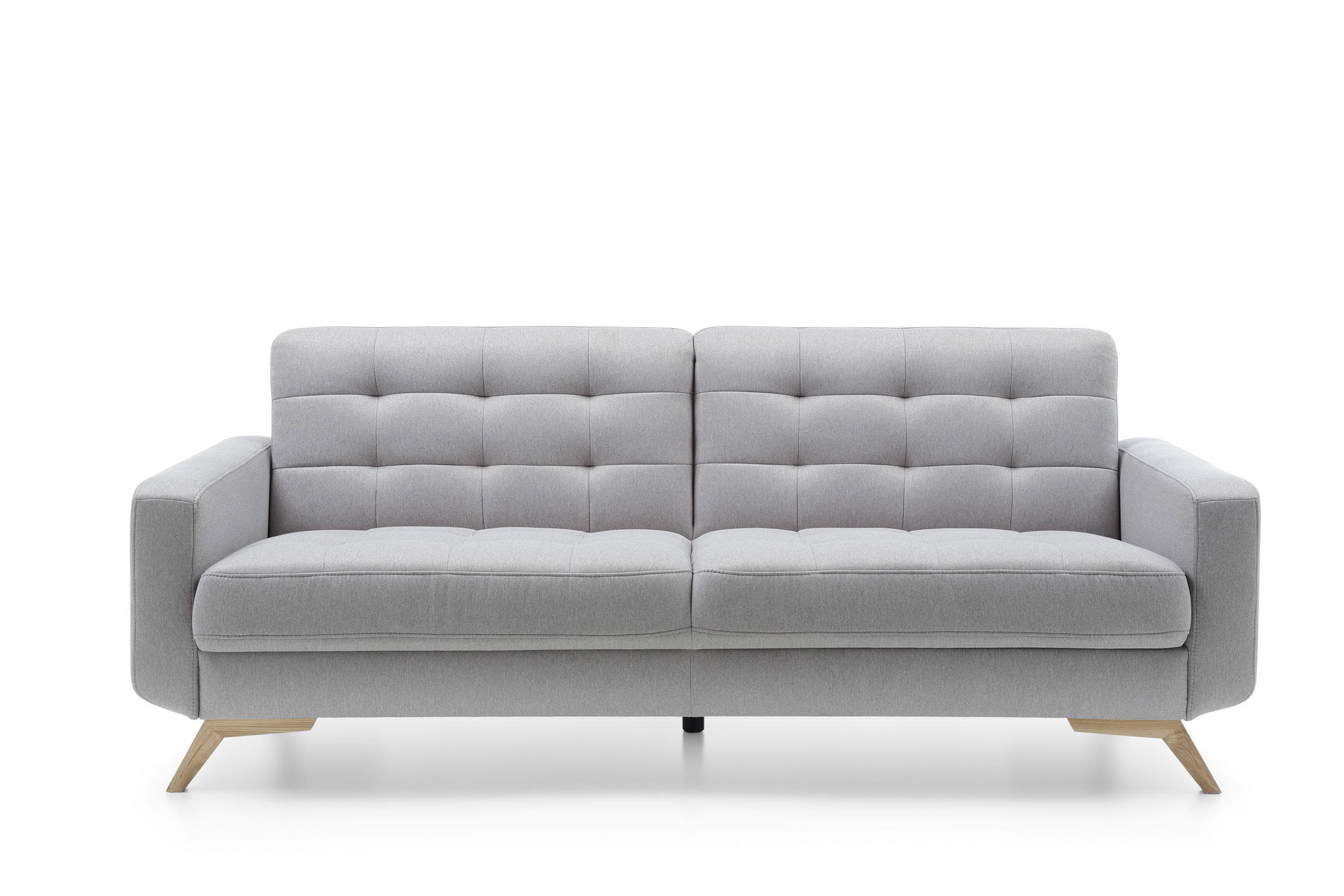 SCHLAFSOFA  in Hellgrau  - Eichefarben/Hellgrau, Design, Holz/Textil (222/87/89cm) - Livetastic