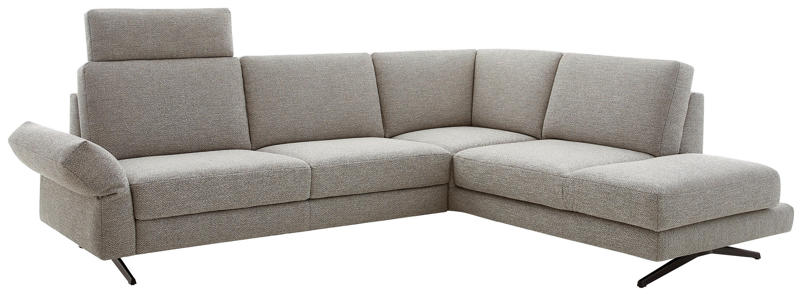 ECKSOFA in Flachgewebe Beige  259/218 cm  - Beige/Schwarz, Design, Textil/Metall (259/218cm) - Koinor