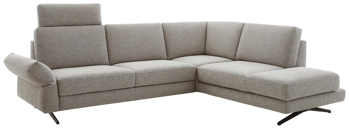 ECKSOFA in Flachgewebe Beige  259/218 cm  - Beige/Schwarz, Design, Textil/Metall (259/218cm) - Koinor
