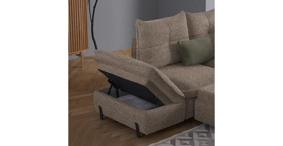 ECKSOFA Beige Bouclé  - Beige/Schwarz, Design, Textil/Metall (220/250cm) - Xora