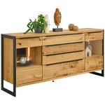 SIDEBOARD Schwarz, Eichefarben  180,4/85/42 cm  - Eichefarben/Schwarz, Natur, Glas/Holz (180,4/85/42cm) - Linea Natura