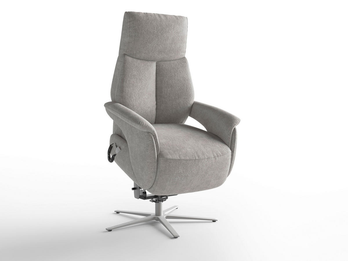 RELAXSESSEL TV LAZY E XS1 Mikrofaser Kopfteilverstellung, Rücken echt    - Silberfarben/Grau, Basics, Textil/Metall (75/110/85cm) - Sit & More