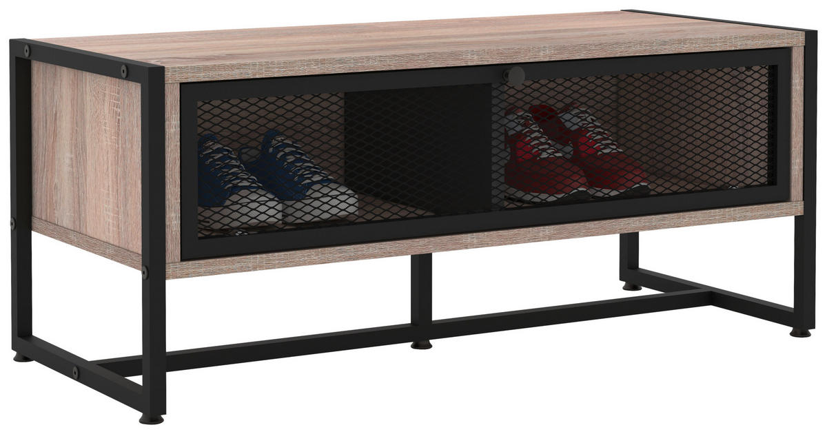 SCHUHBANK 95/40/41 cm  - Schwarz/Sonoma Eiche, MODERN, Holz/Metall (95/40/41cm) - Novel