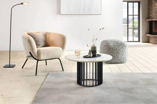 COUCHTISCH in Metall, Stein 70/70/40 cm  - Schwarz/Weiß, Design, Stein/Metall (70/70/40cm) - Livetastic
