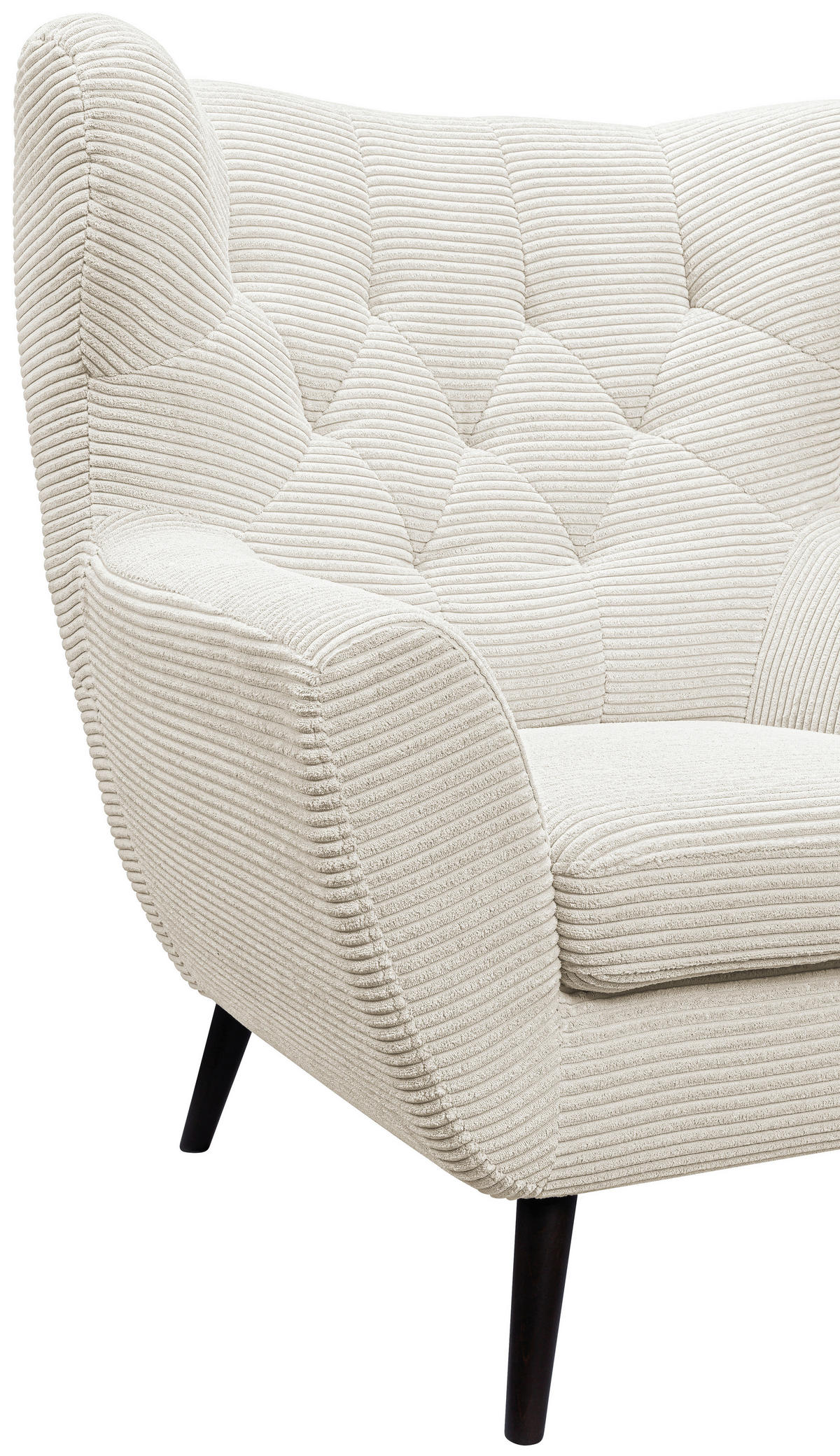 SESSEL in Cord Creme  - Creme/Schwarz, Design, Holz/Textil (87/101/95cm) - Stylife