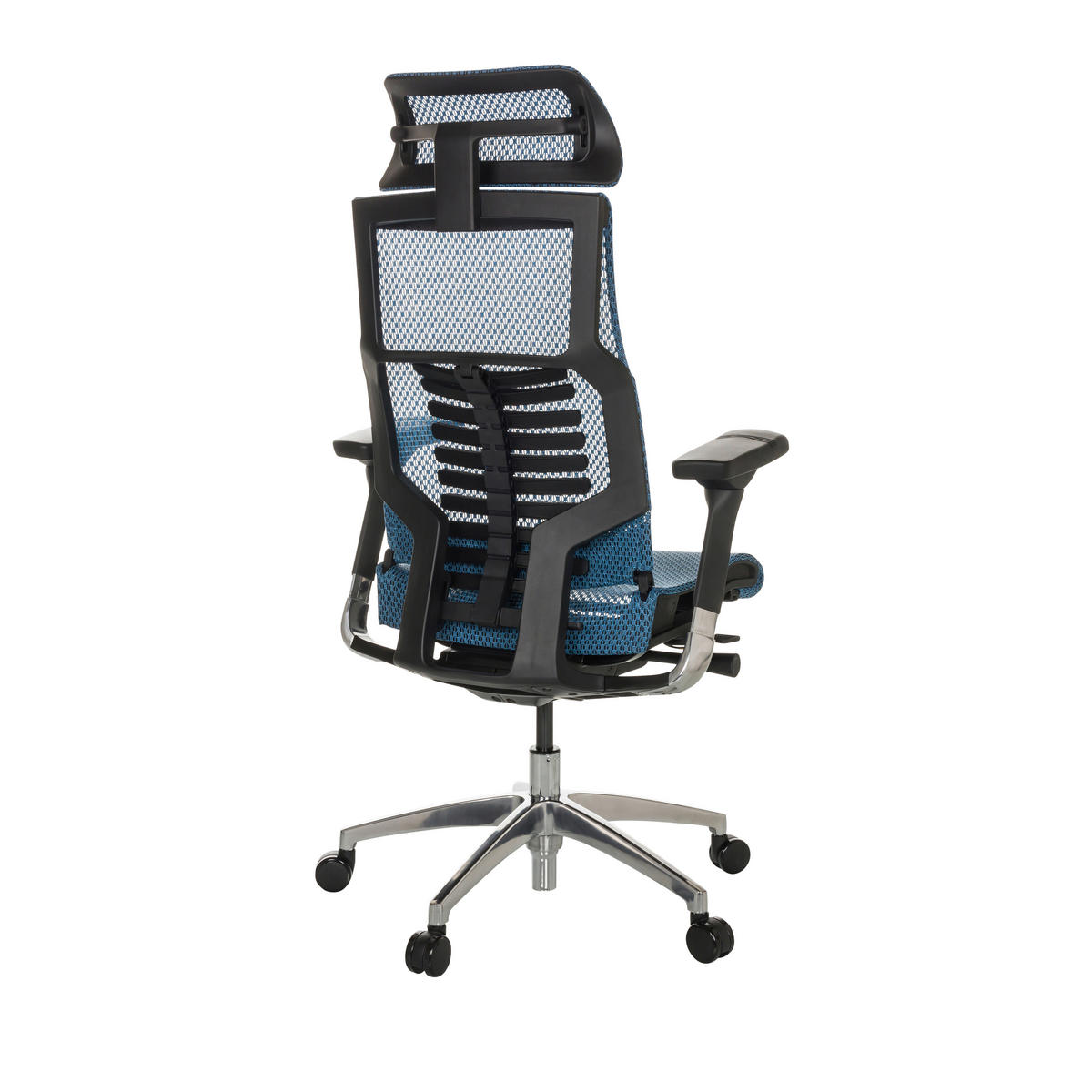 DREHSTUHL Netz Blau  - Blau/Silberfarben, Basics, Kunststoff/Textil (67/119-135/60cm) - MID.YOU