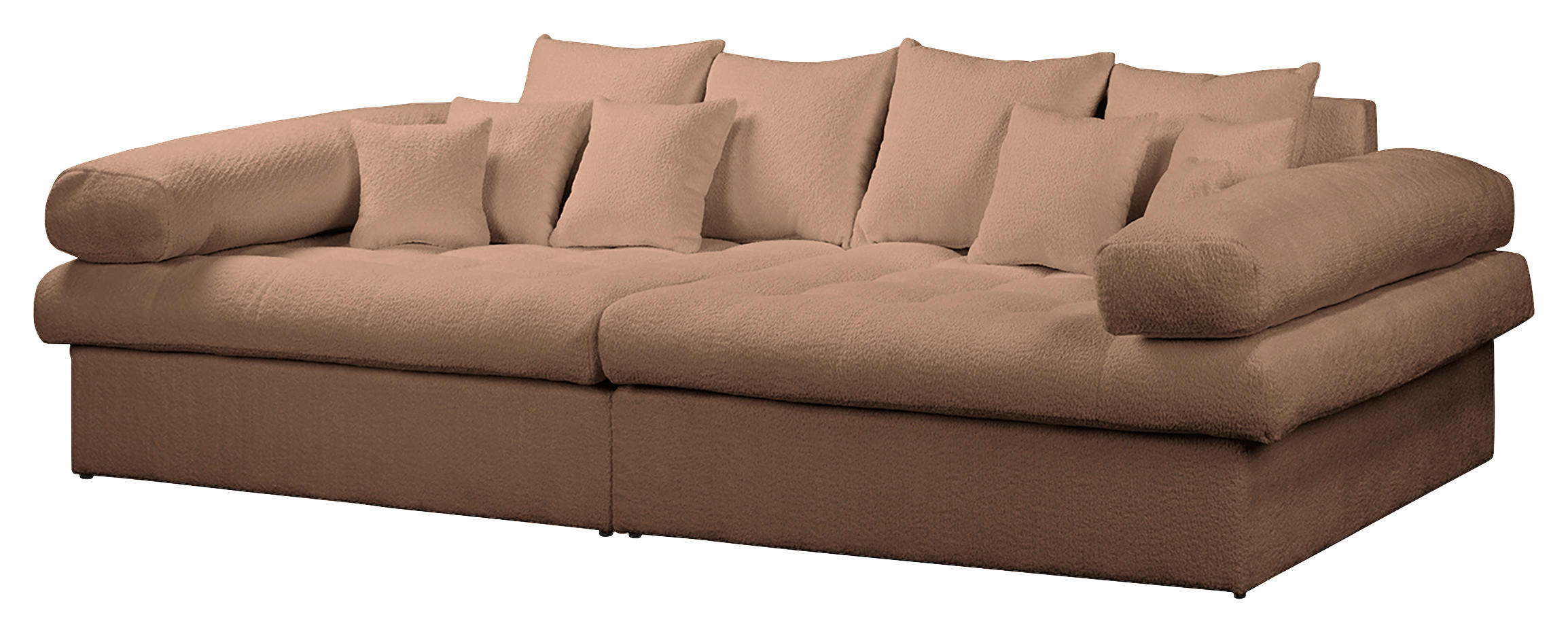 BIGSOFA in Teddystoff Hellbraun  - Hellbraun/Schwarz, Design, Kunststoff/Textil (284/94/148cm) - Livetastic