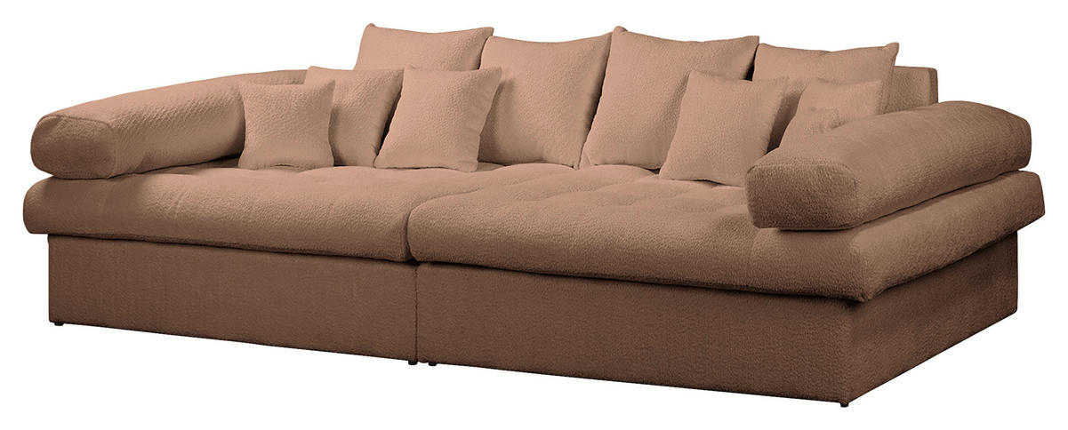 BIGSOFA in Teddystoff Hellbraun  - Hellbraun/Schwarz, Design, Kunststoff/Textil (284/94/148cm) - Livetastic