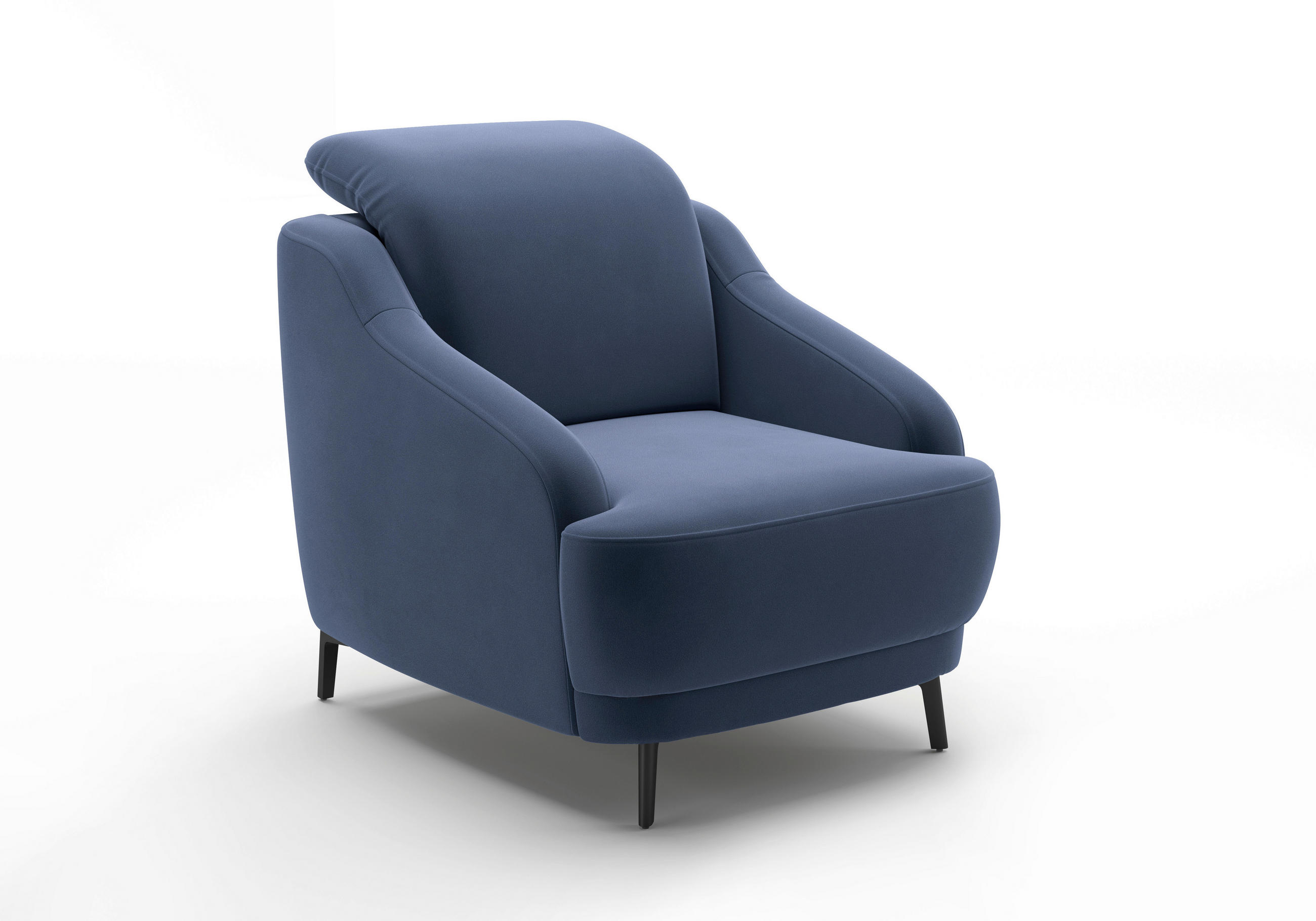 SESSEL in Samt Blau - Blau/Schwarz, MODERN, Textil/Metall (87/93/104cm) - Sit & More
