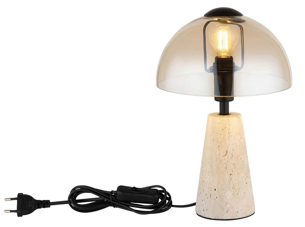 STOLNÍ LAMPA, E14, 20/31 cm  - jantarové barvy/černá, Basics, kov/sklo (20/31cm) - Globo