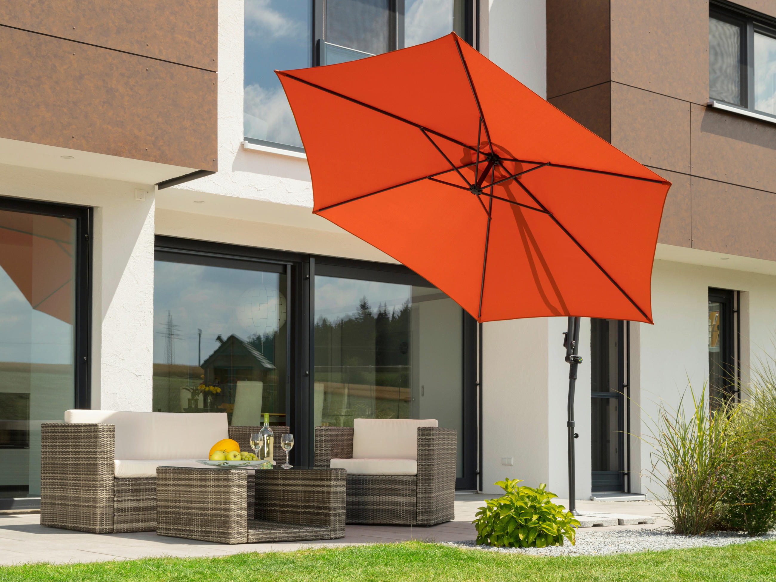 AMPELSCHIRM 300 cm Terracotta  - Anthrazit/Terracotta, Basics, Textil/Metall (278/263/300cm) - Schneider